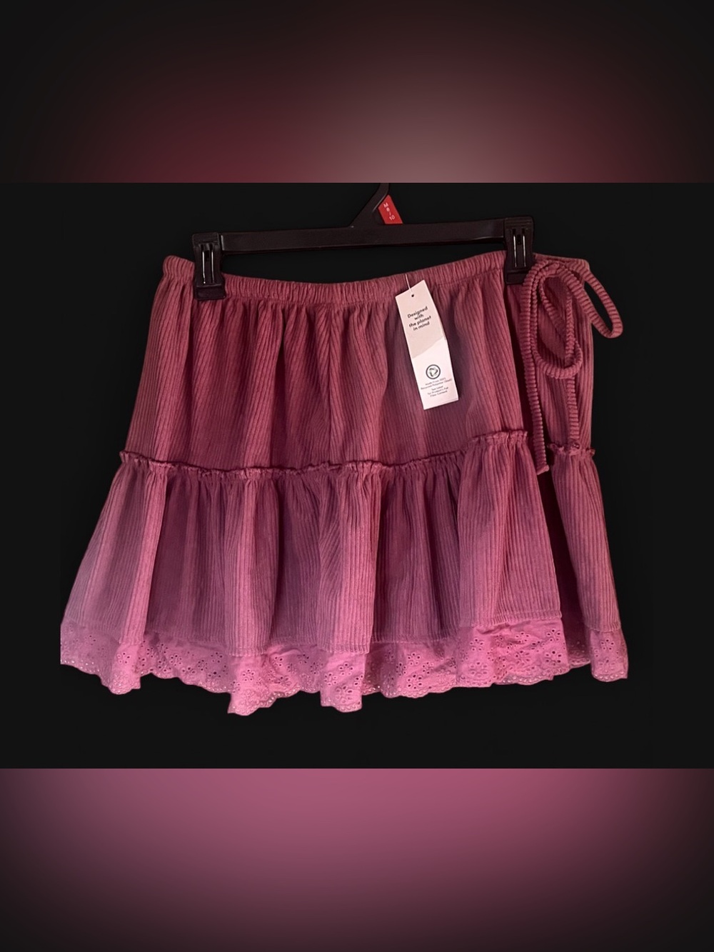 No Boundaries Pink Tiered Eyelet Mini Skirt